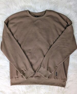 Comfrt Men's Size 3xl Waffle Knit Crewneck  Pullover Oversized Brown Sweatshirt